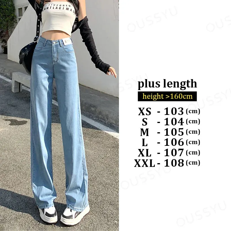 2024 Lyocell Denim Wide Leg Streetwear Loose Casual Women's Jeans