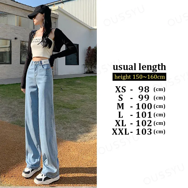 2024 Lyocell Denim Wide Leg Streetwear Loose Casual Women's Jeans