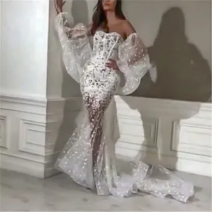 arabic evening dresses long lace appliqué Dubai fashion elegant mermaid evening gown robe de soiree