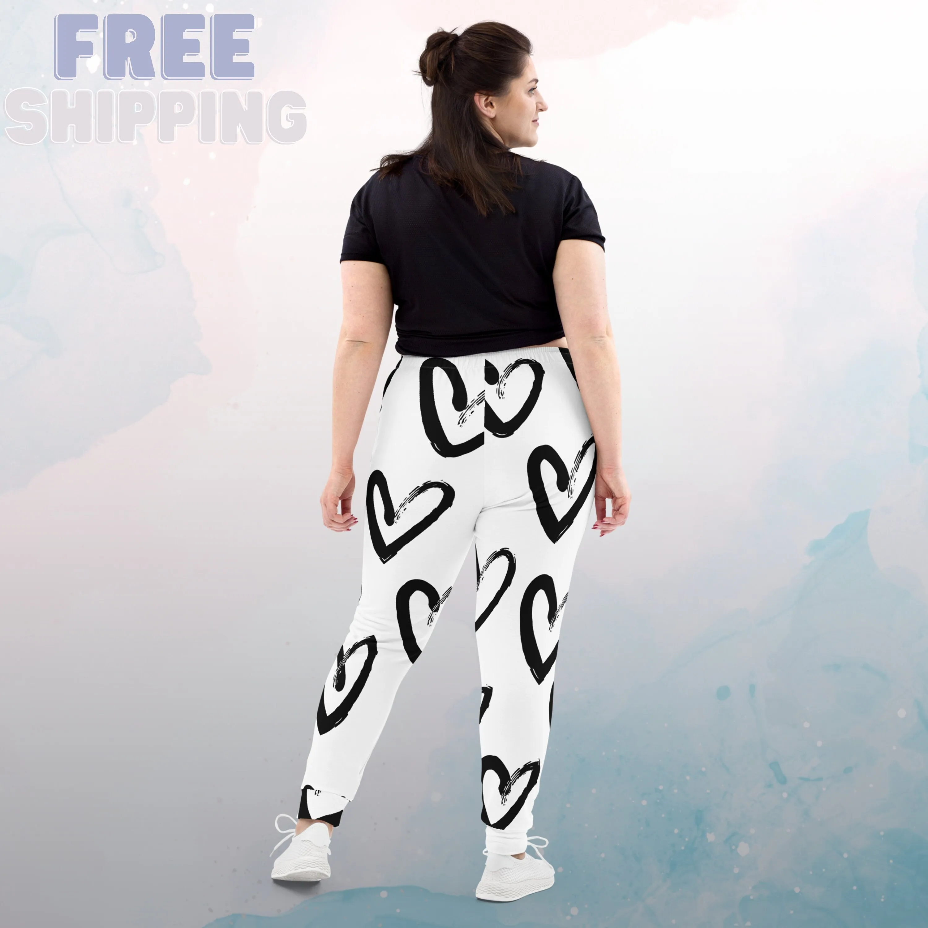 Brush Stroke Hearts Womens Joggers Sweatpants