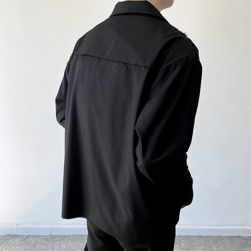 Colorblock Single Breasted Frayed Jackets