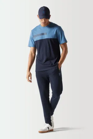 Colour Block Slim Fit Joggers - Navy / Elemental Blue