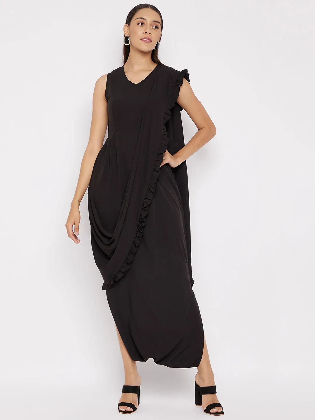 Dhoti Jumpsuit with Attached Dupatta