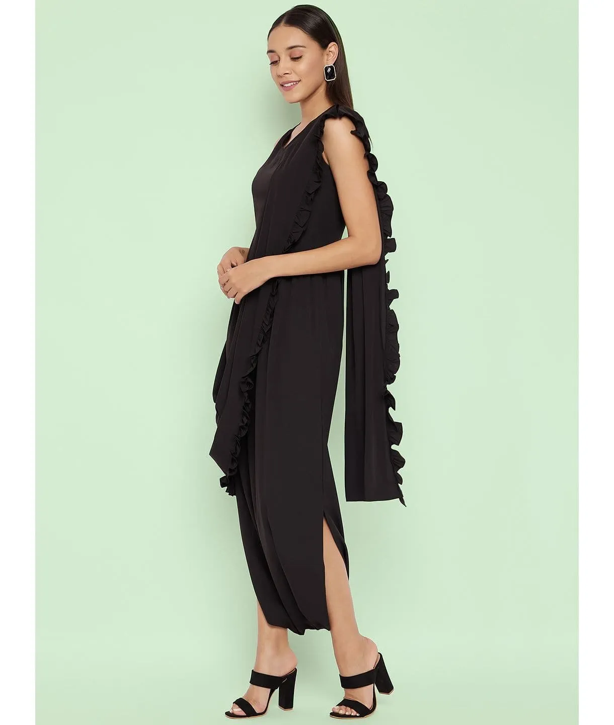 Dhoti Jumpsuit with Attached Dupatta