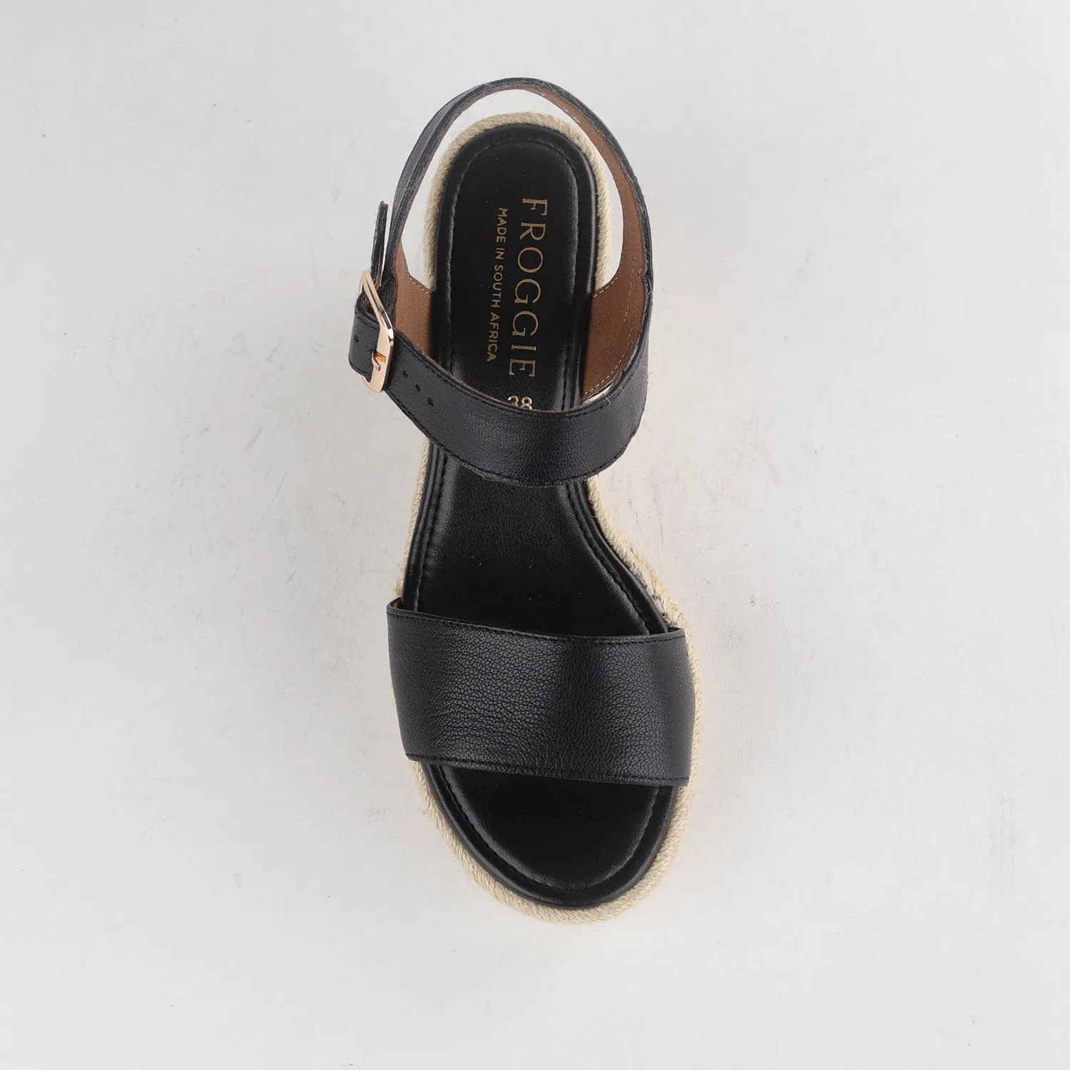 Espadrille Wedge Sandal in Black - 12683