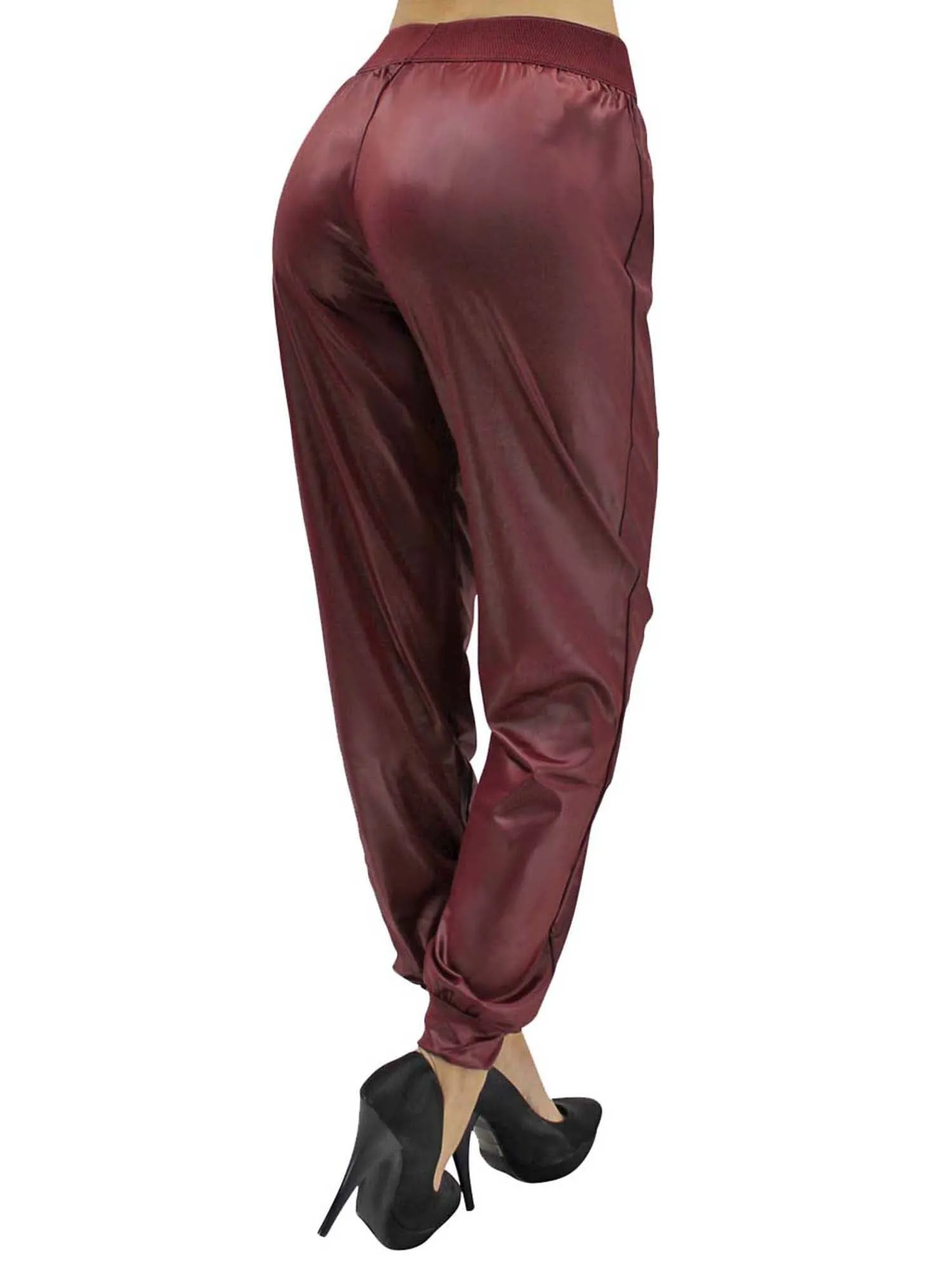 Faux Leather Harem Joggers