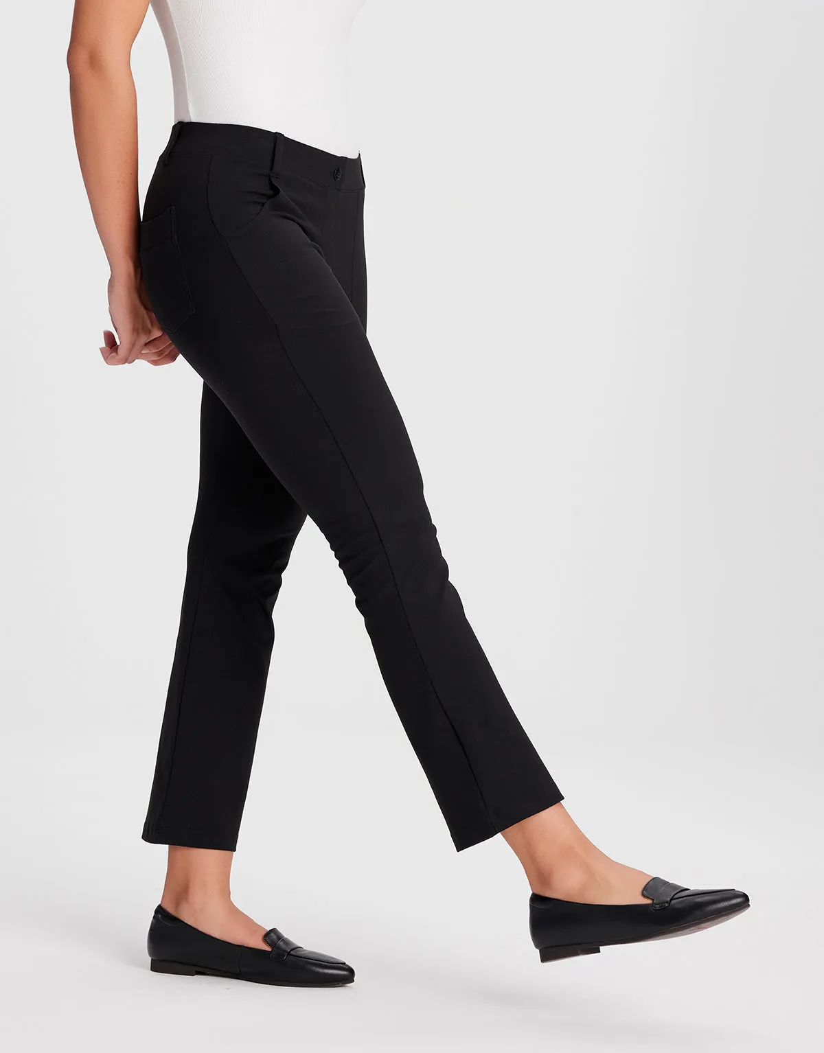 Flare Cropped Yoga Dress Pants, 4 Pockets