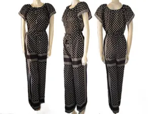 *FROM MY OWN PERSONAL VINTAGE COLLECTION - VINTAGE SAINT TROPEZ WEST DOTS STRIPES PALAZZO PANTS & TOP SET