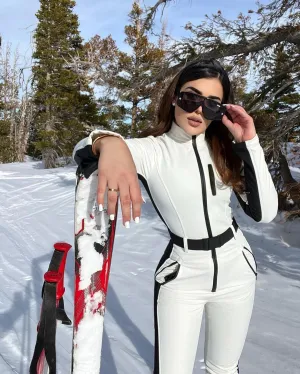 Getadme Fashion Patchwork Jumpsuits for Women Casual Long Sleeve Waterproof Windproof Skiing Outfit Female Elegant Skateboard Overall