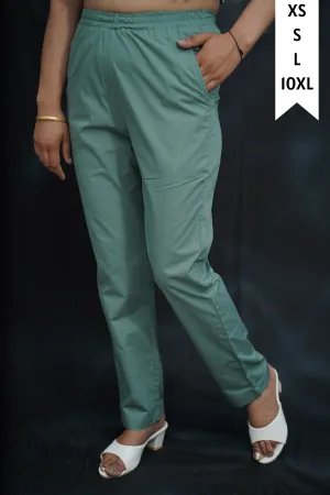 Greyish Green Cotton Kurti Pant