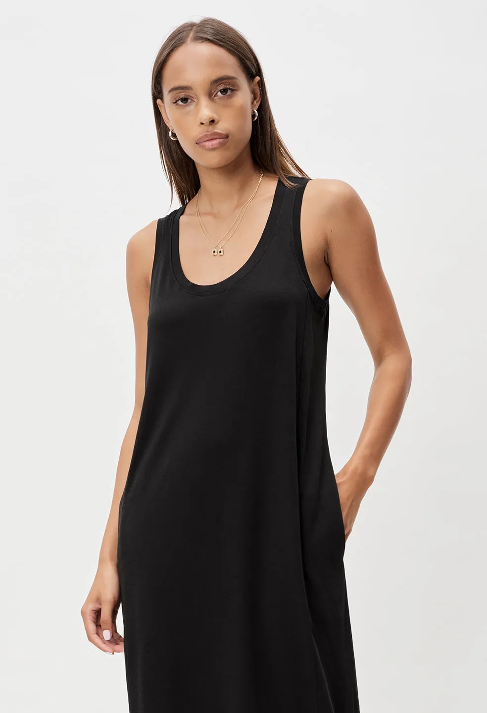 High Twist Cotton Pocket Dress / Black