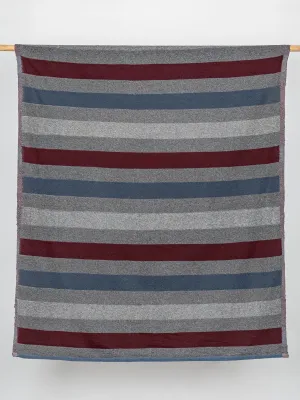 Italian Wool Blend Stripe Knit Deadstock - Blue   Grey   Red - Swatch