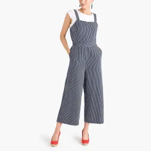 J CREW-CHAMBRAY CROSS-BACK JUMPSUIT IN STRIPE