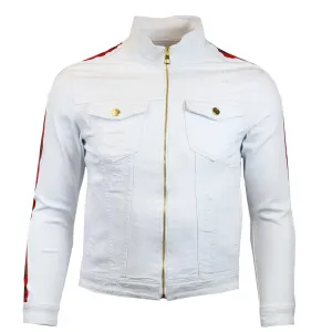 M1092 Denim Jacket With Side Taping - White