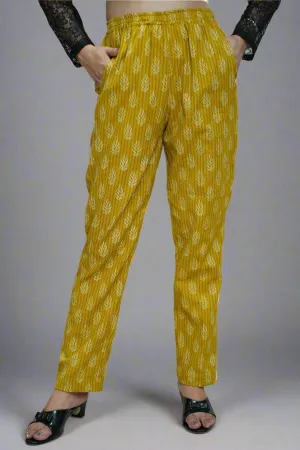 Mustard Ikat Katha Cotton Pants