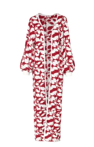 Red Balloon Sleeves Printed Kimono