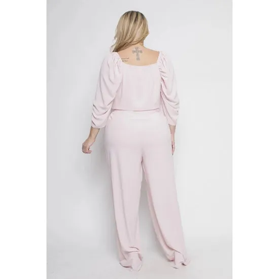 Royal Curves Blush Wide Leg Jumpsuits