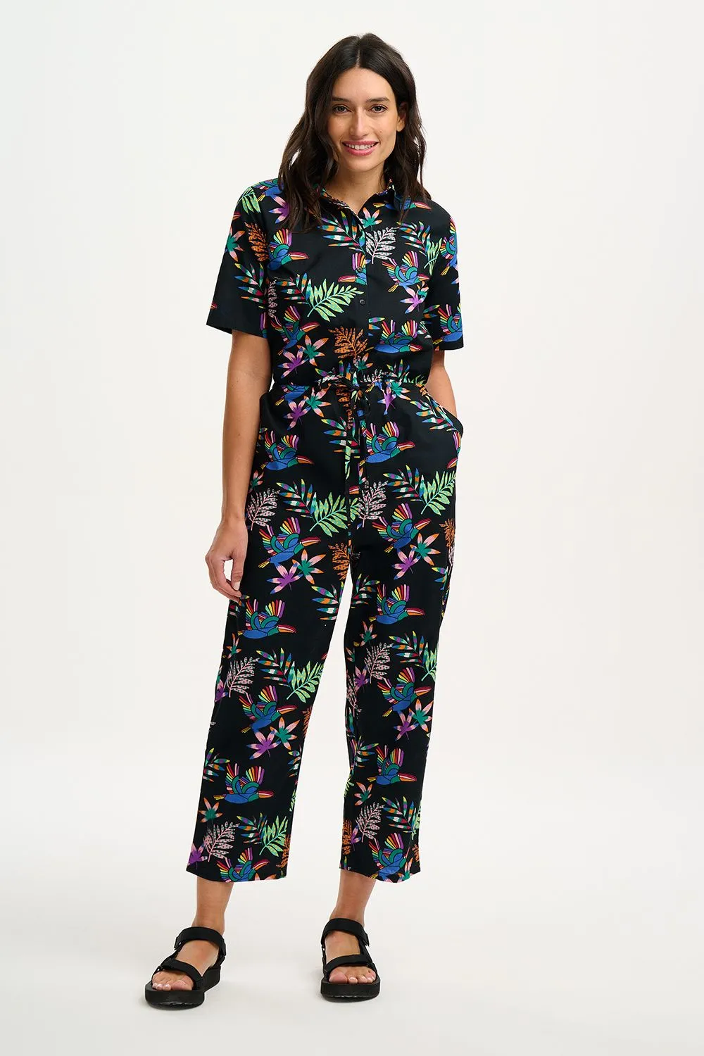 Sugarhill Brighton Thelma Black Rainbow Toucans Jumpsuit