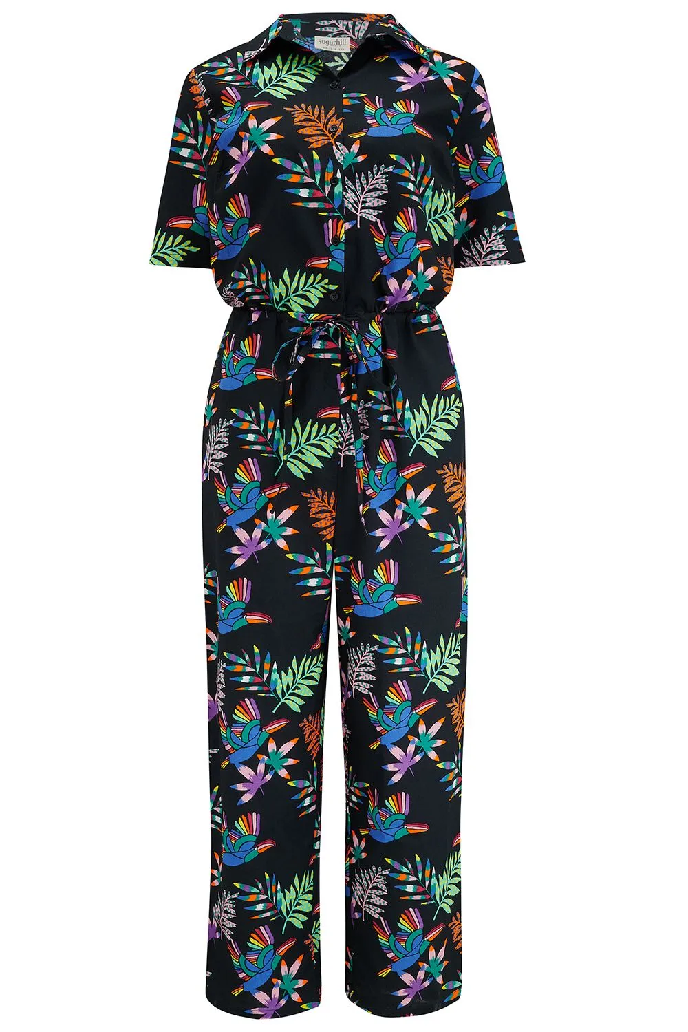 Sugarhill Brighton Thelma Black Rainbow Toucans Jumpsuit