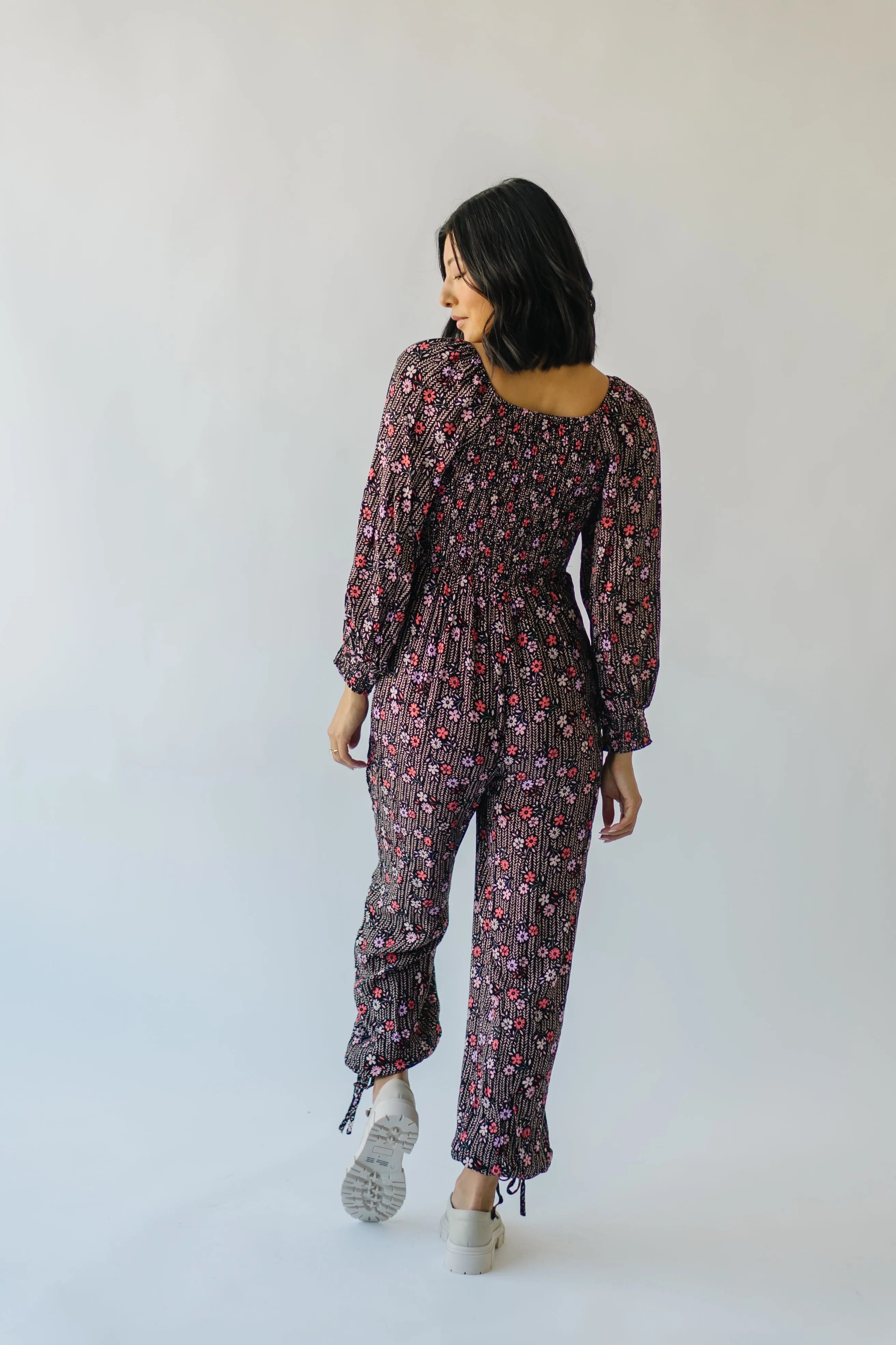 The Ladera Floral Jumpsuit in Black