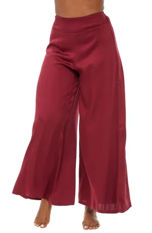 Women's Wide Leg Palazzo Pants, Lightweight Boho Style Pajama Pants, Casual